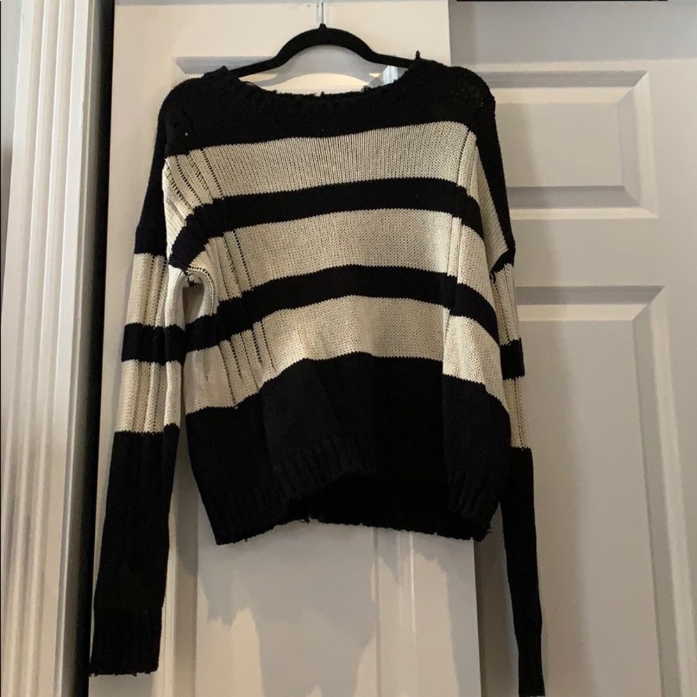 Black and cream striped sweater